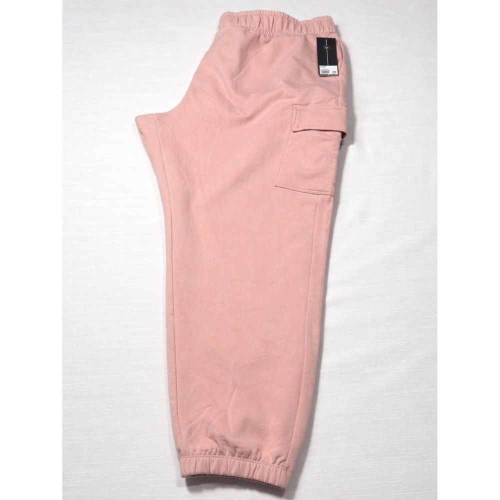 Velocity Blush Pink Joggers 2X NWT Brushed Terry Cargo Pocket - Picture 2 of 5